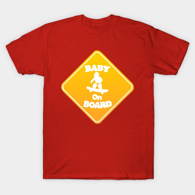 Skateboarding Baby on Board T-Shirt by RoserinArt